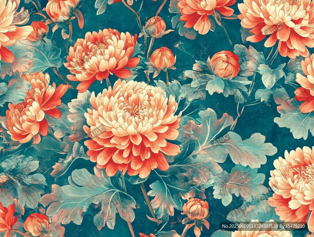 復古風花卉圖案背景圖