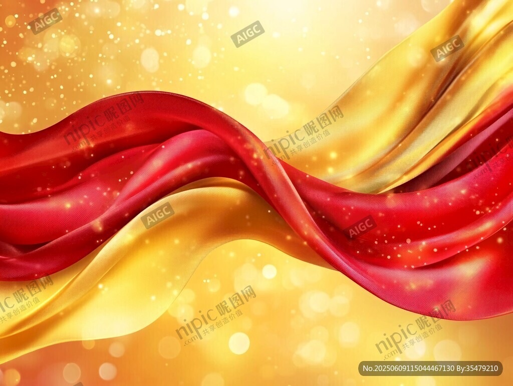 紅金飄帶背景圖