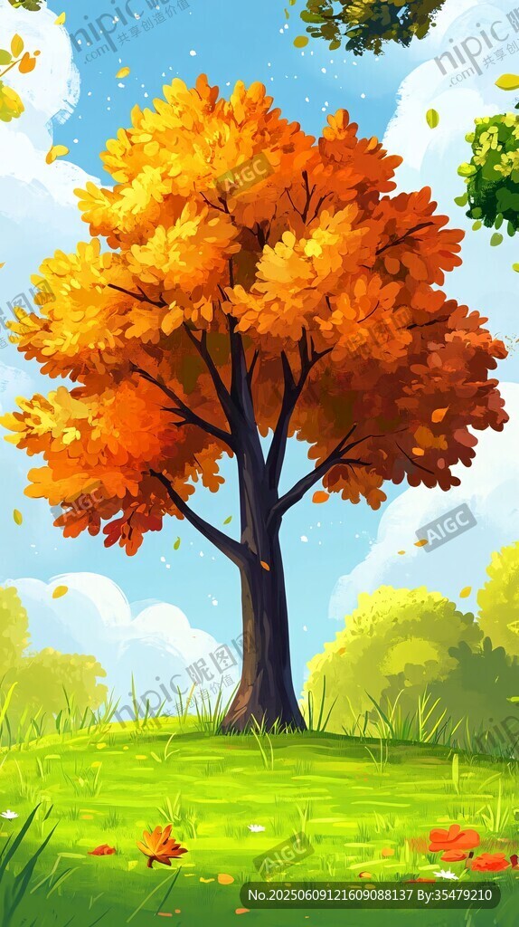 秋日獨樹 絢爛美景