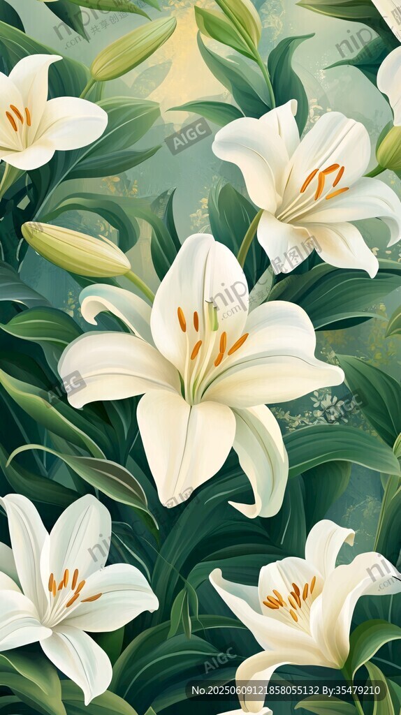 優雅綻放的白色百合花