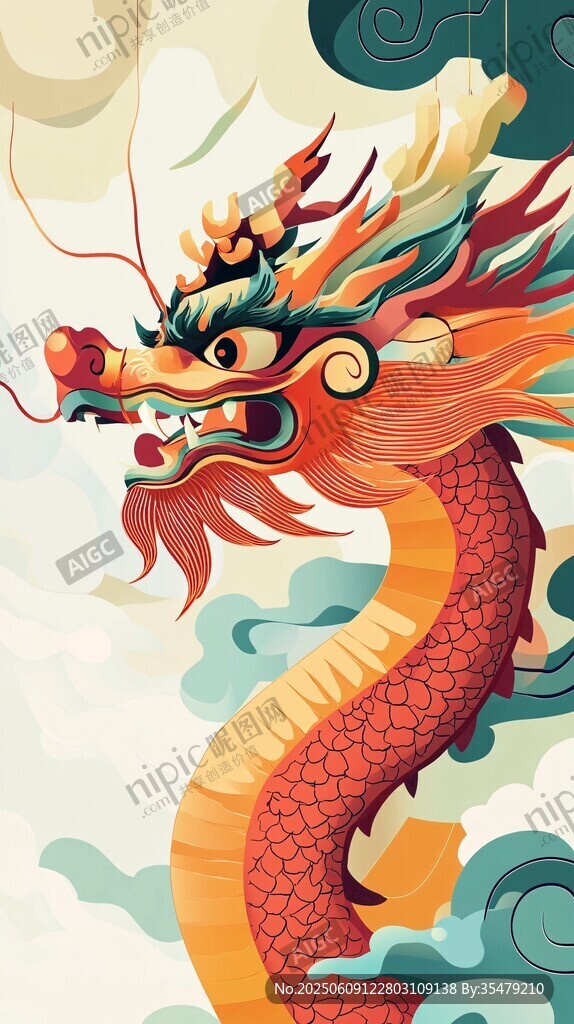 中國風祥龍遨游云海圖