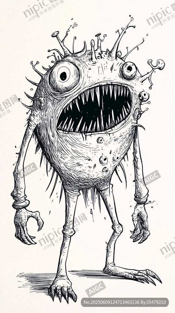 怪異獨眼怪物插畫形象