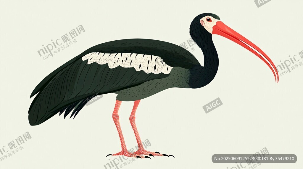 黑鸛插畫 優(yōu)雅的長喙鳥類