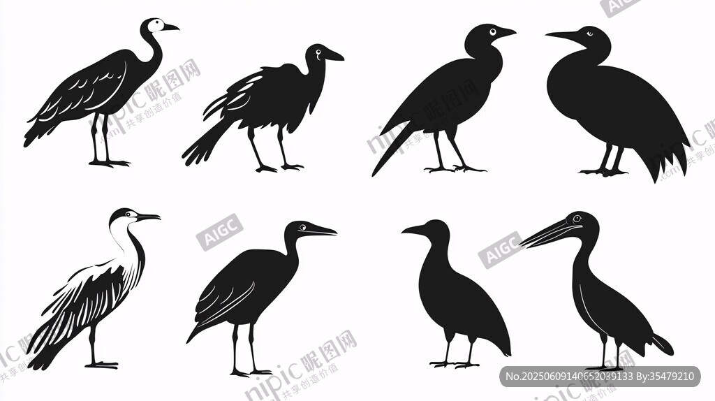 鳥類剪影集合