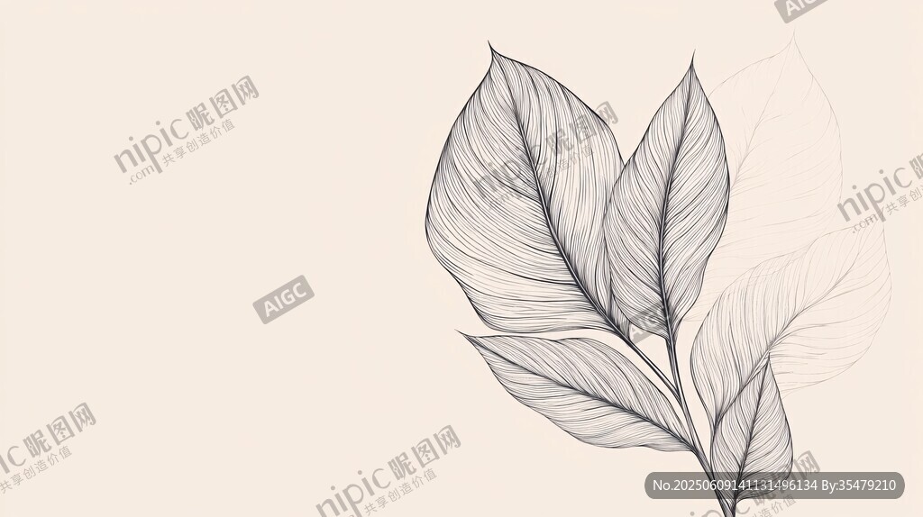 手繪簡約葉片插畫