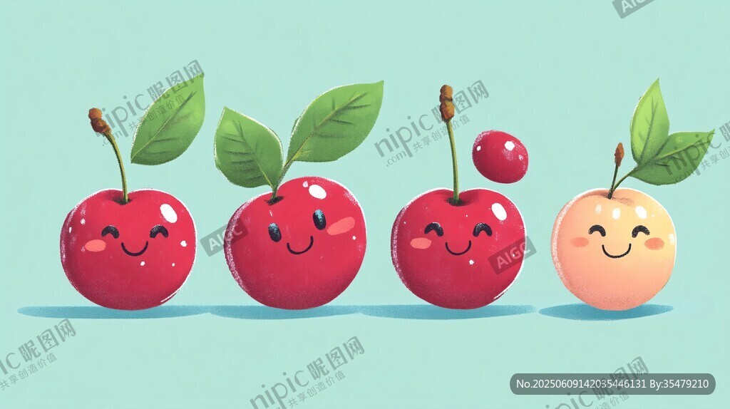 可愛櫻桃與桃子的歡樂派對