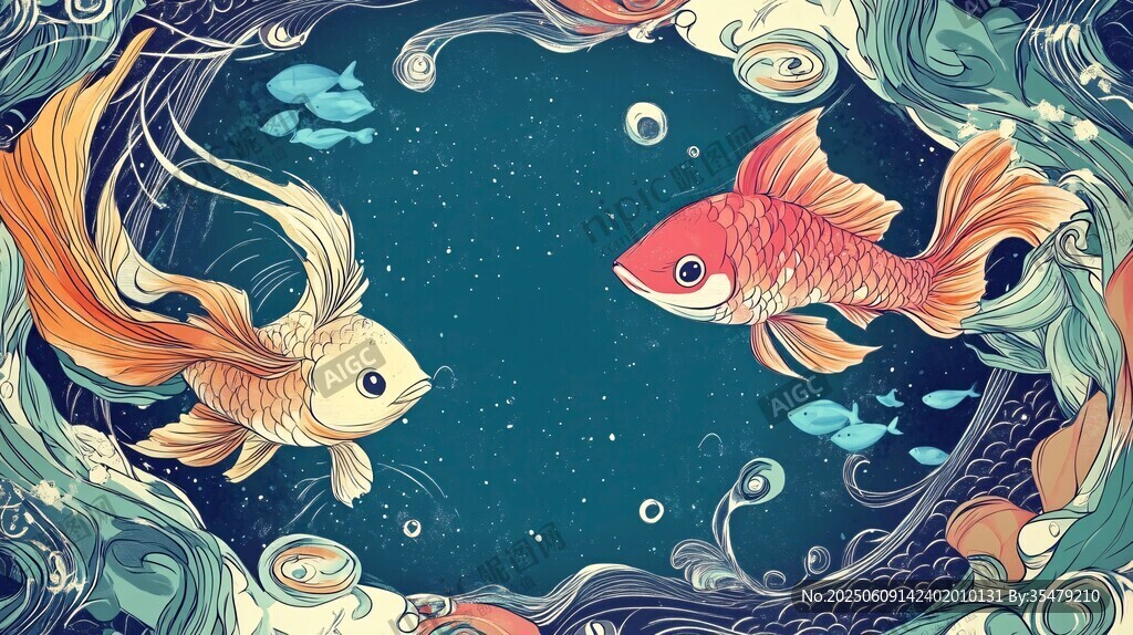 雙金魚暢游夢(mèng)幻海洋世界