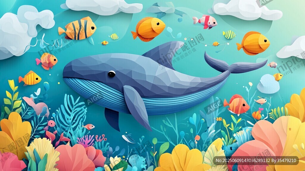 夢幻海底世界 鯨魚與群魚