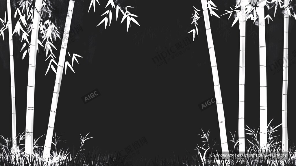 黑白水墨風竹林背景圖