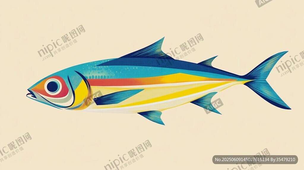 彩色條紋魚插畫