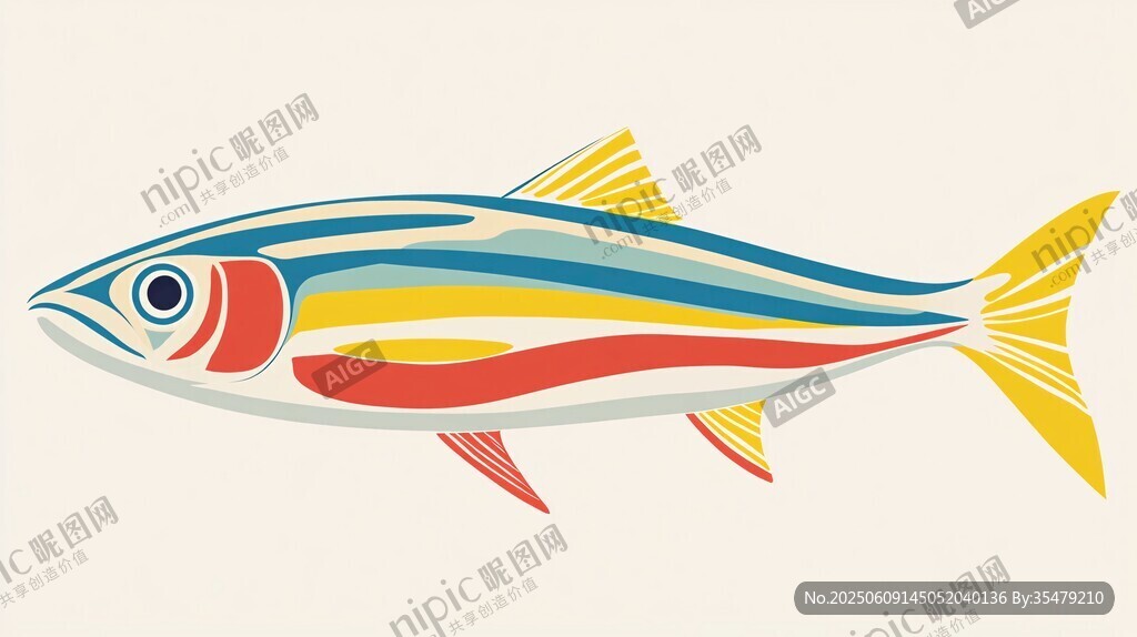 彩色條紋魚插畫