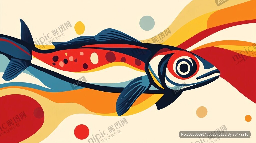 靈動游魚的絢麗抽象圖景