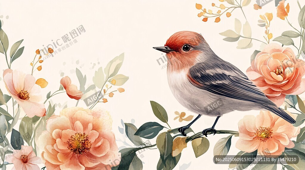 枝頭小鳥伴繁花