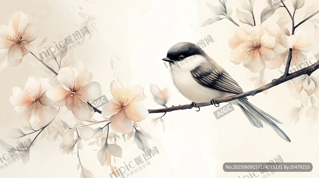 枝頭小鳥伴繁花