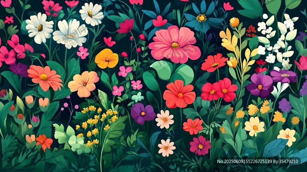 繽紛花卉插畫 自然之美
