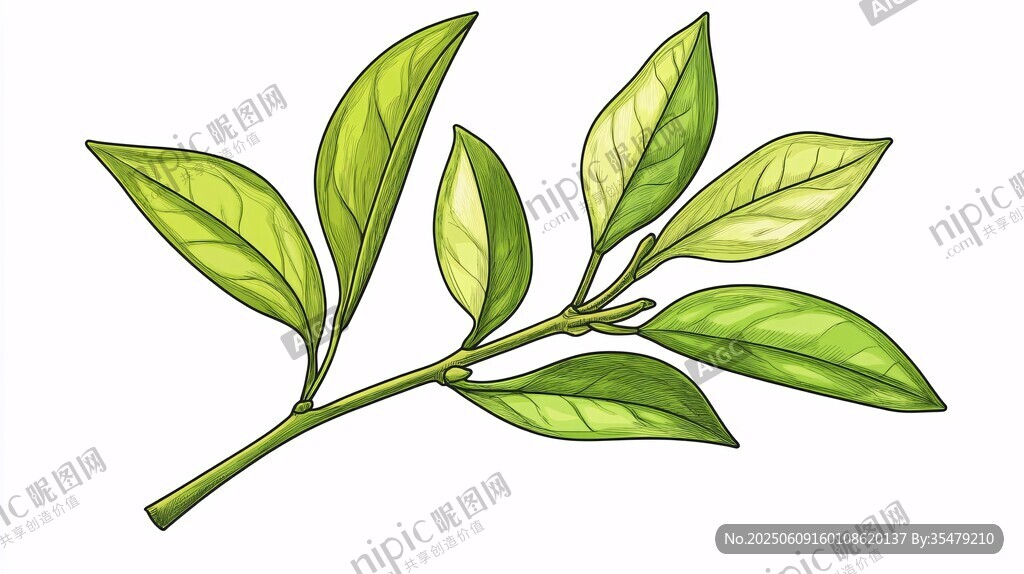 嫩綠枝葉插畫