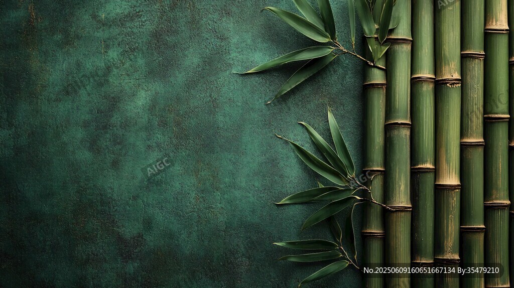 翠綠竹枝配復(fù)古綠背景