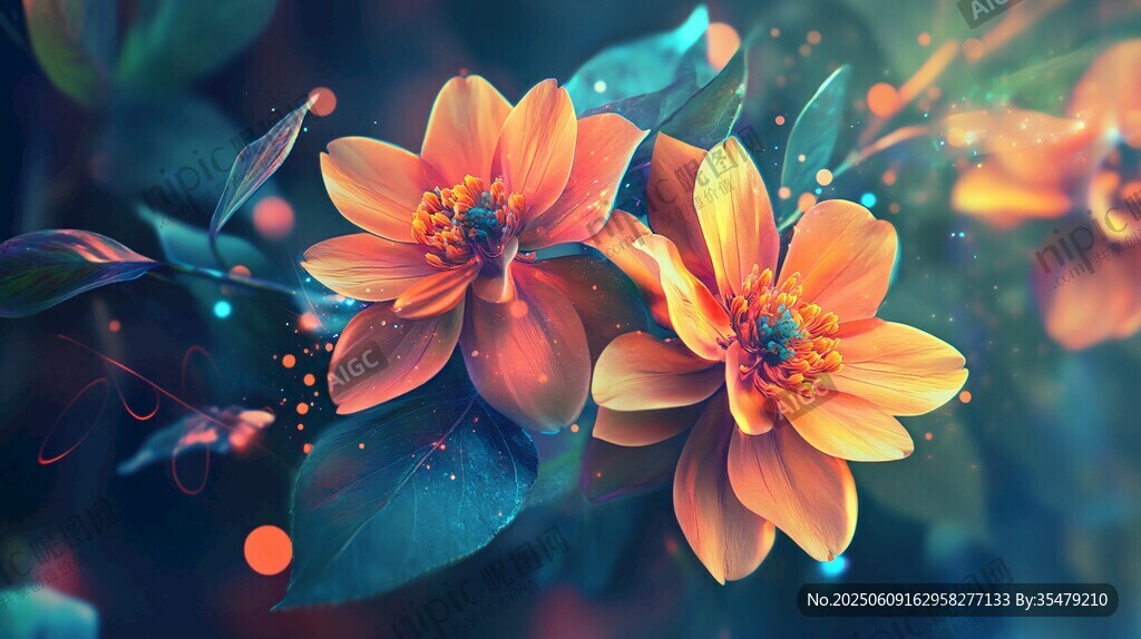 夢(mèng)幻橙色花朵的絢麗景象