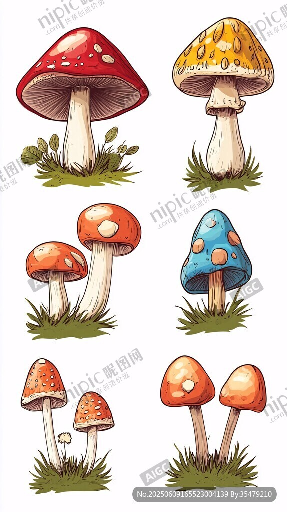可愛多彩蘑菇插畫集合