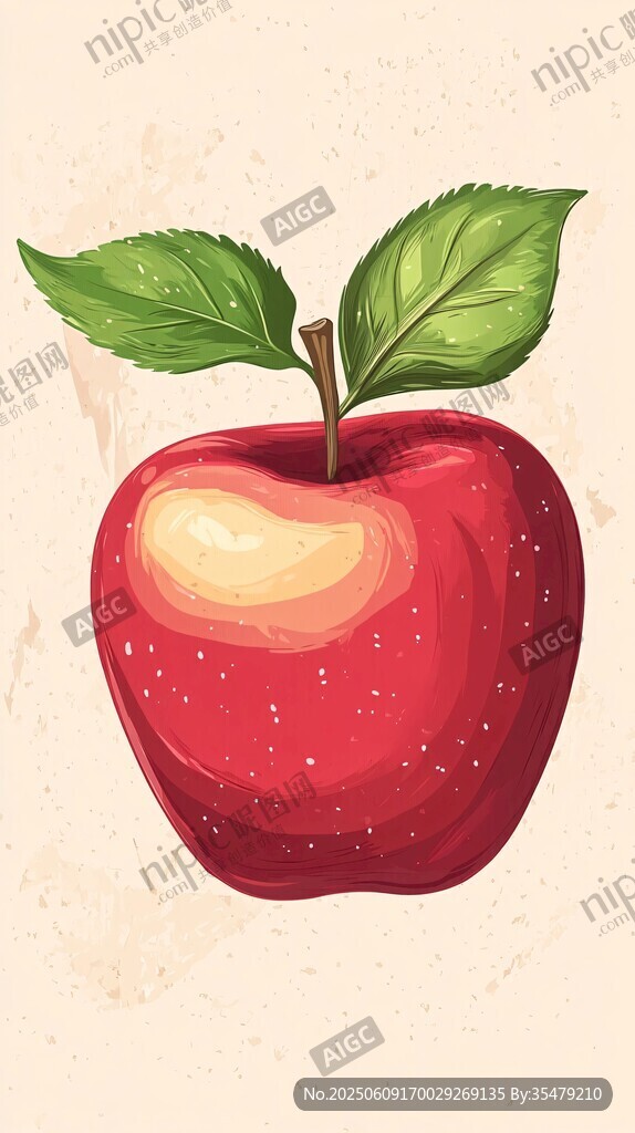 手繪紅蘋果插畫