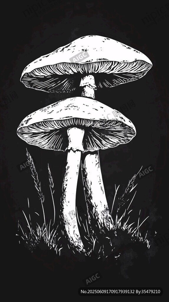 雙生蘑菇插畫(huà)