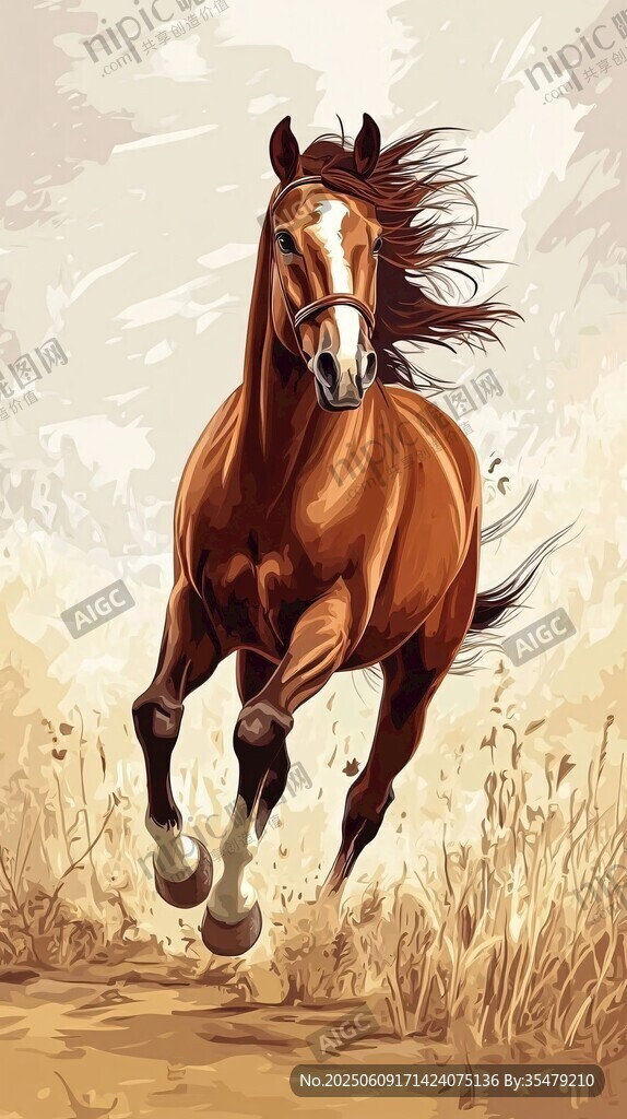 奔騰駿馬于曠野間馳騁