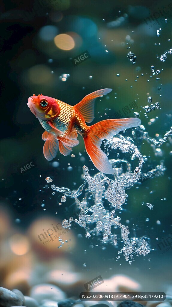 躍動的金魚 靈動水中瞬間