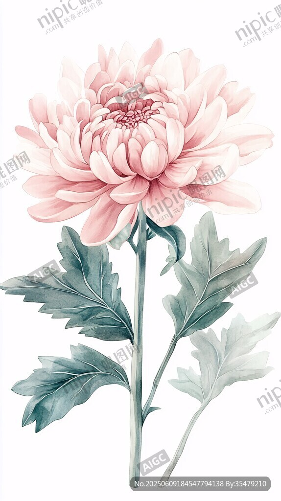 粉色菊花插畫 清新自然風(fēng)