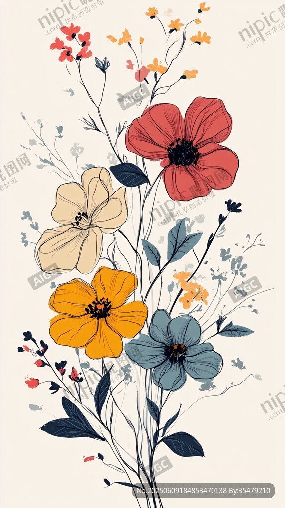 多彩花卉插畫 清新自然風(fēng)
