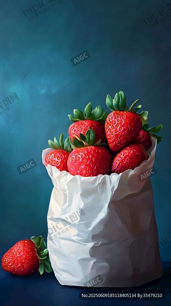 紙袋中的鮮紅多汁草莓
