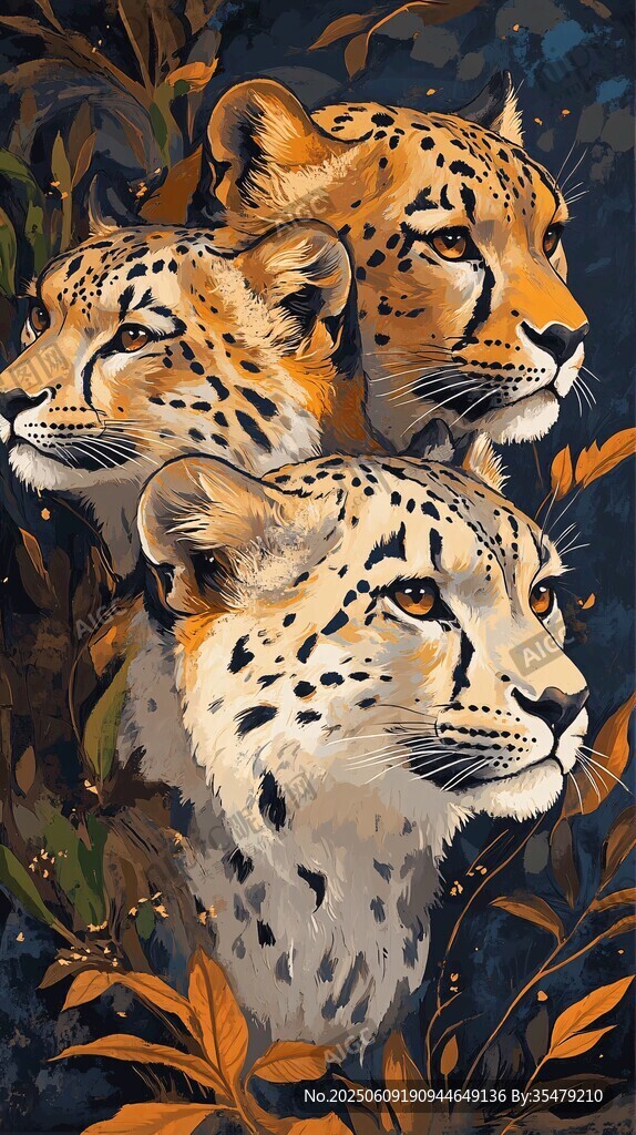 三只獵豹叢林側影