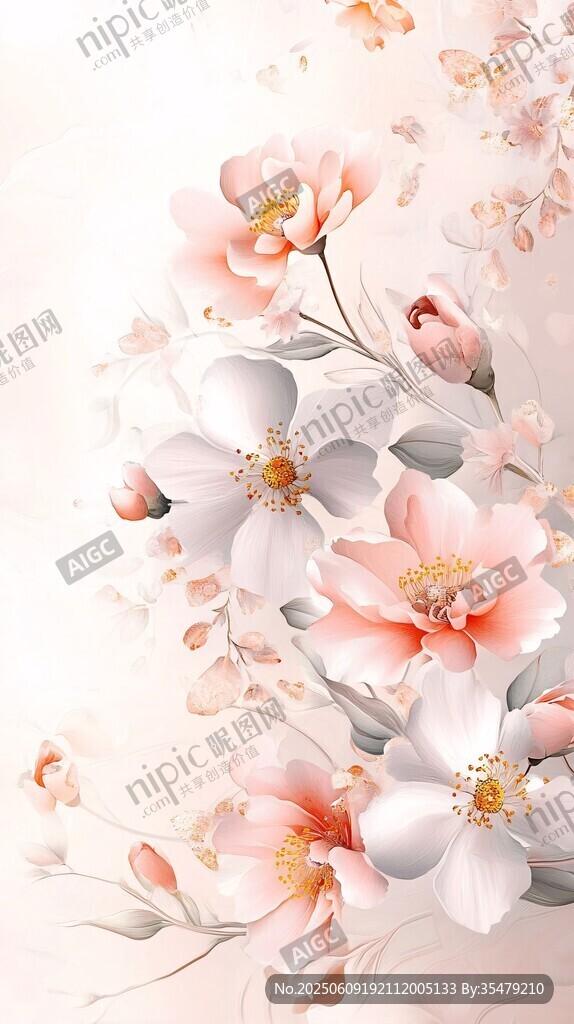 夢幻粉色花卉綻放畫面