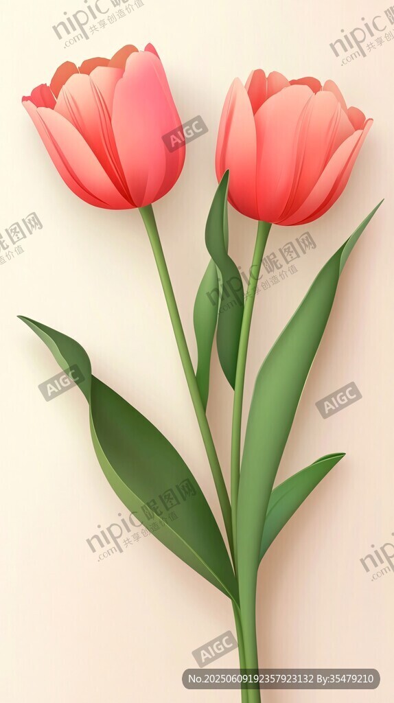 兩朵嬌艷的粉色郁金香