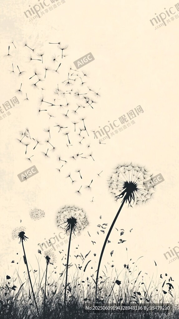 蒲公英種子隨風(fēng)飛揚(yáng)畫面