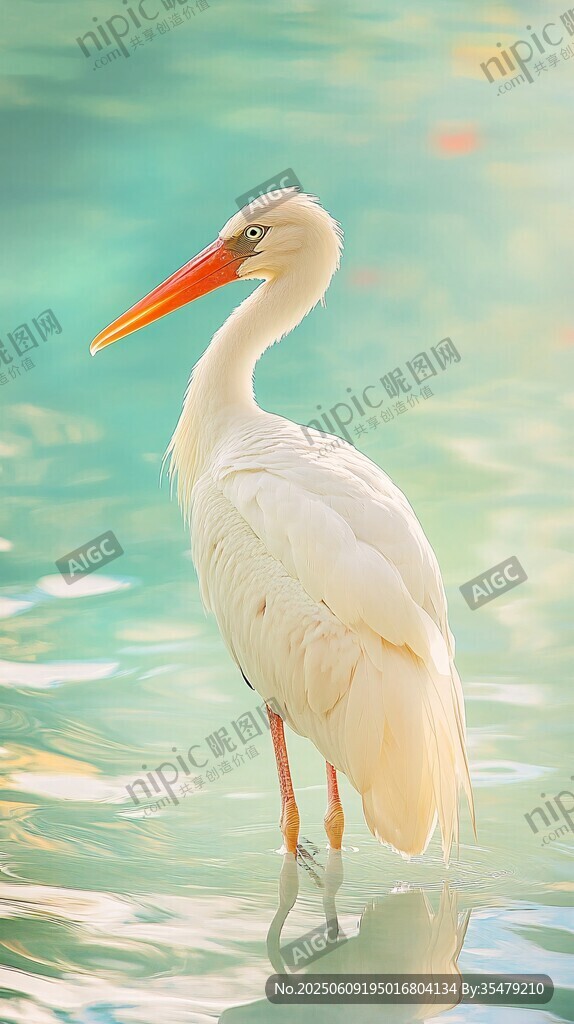水中白鸛優(yōu)雅佇立