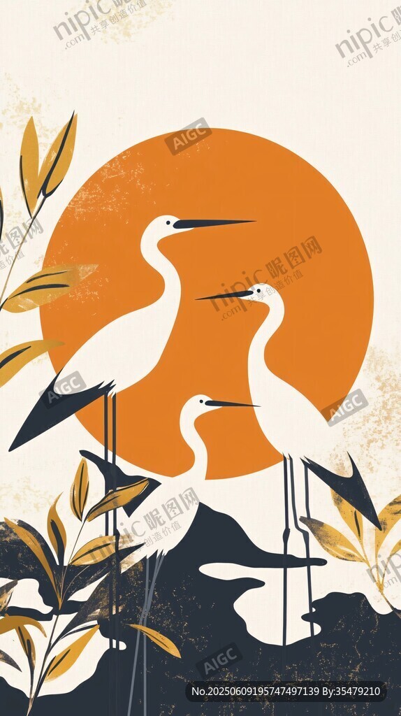 夕陽下的優(yōu)雅鷺鳥