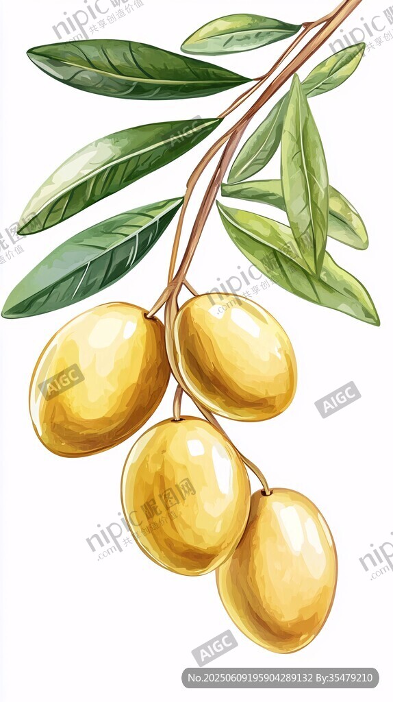 金黃橄欖枝上果實飽滿