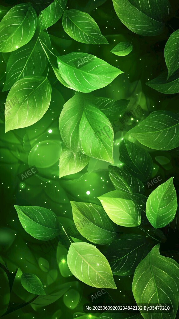 夢(mèng)幻綠色葉片背景圖