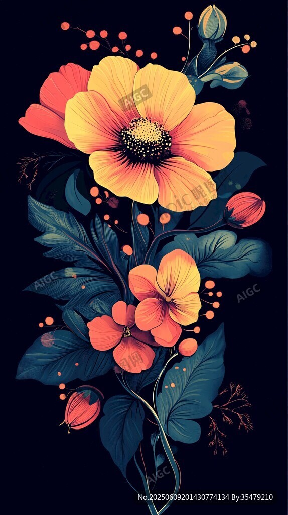 艷麗花卉插畫 盡顯自然之美