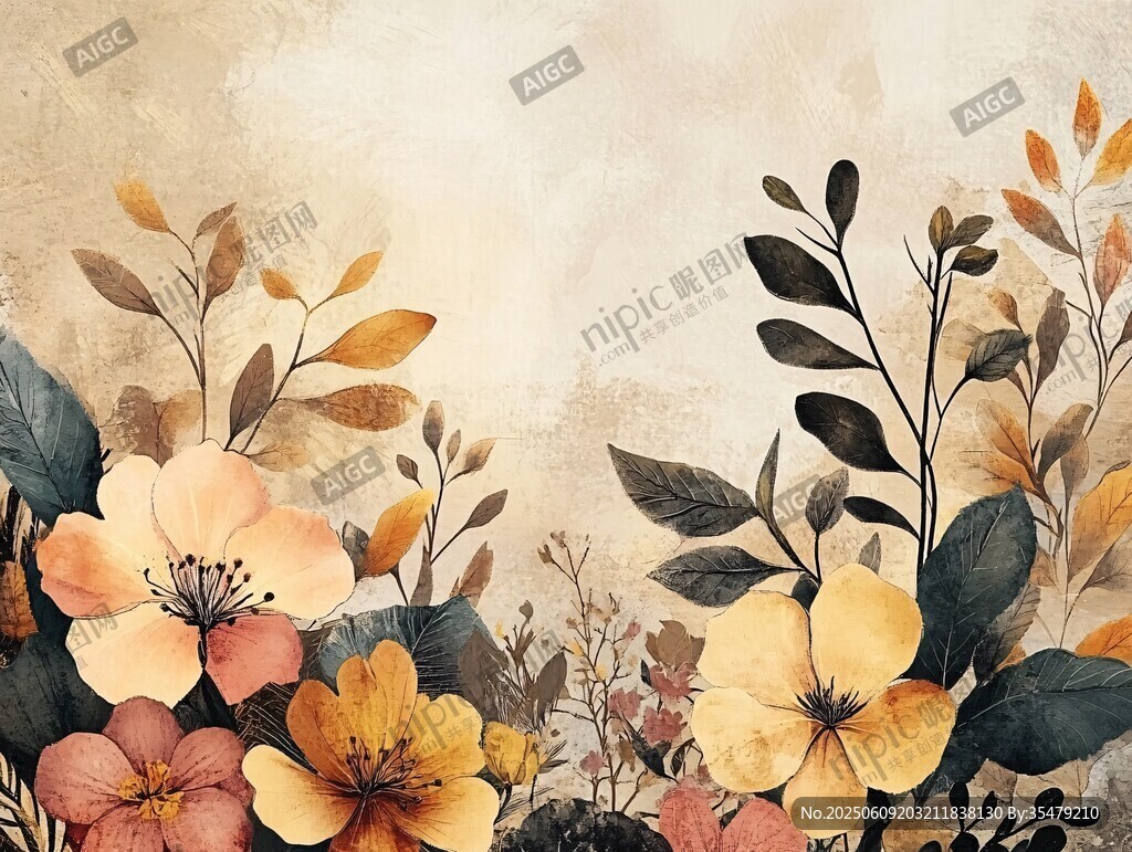 復(fù)古風(fēng)花卉植物背景圖