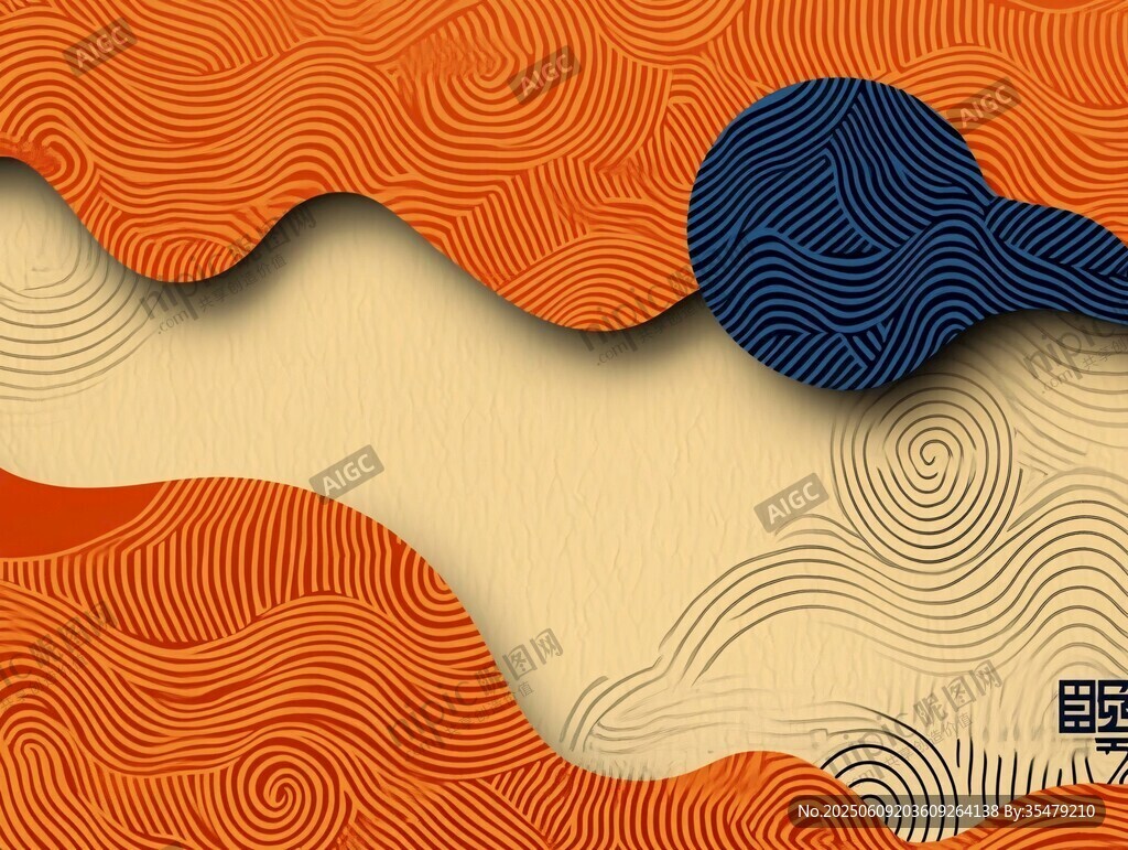 中式波浪紋理創(chuàng)意背景圖