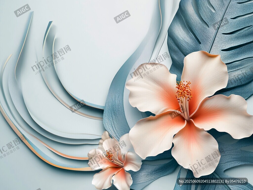 藍(lán)調(diào)花卉與流線藝術(shù)圖案