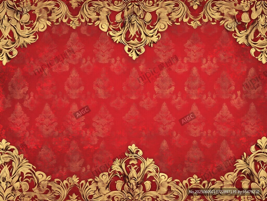 紅色金邊華麗復(fù)古背景圖