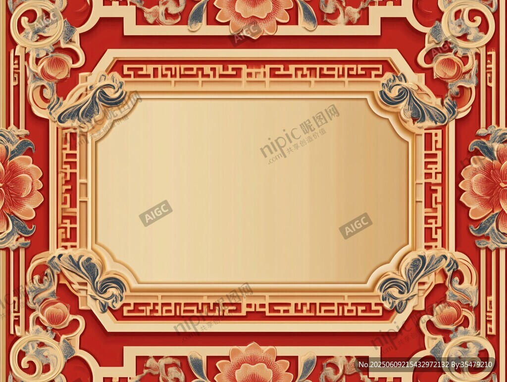 中式古典花紋邊框圖案