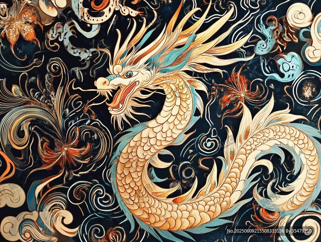 中式龍紋絢麗圖案設計