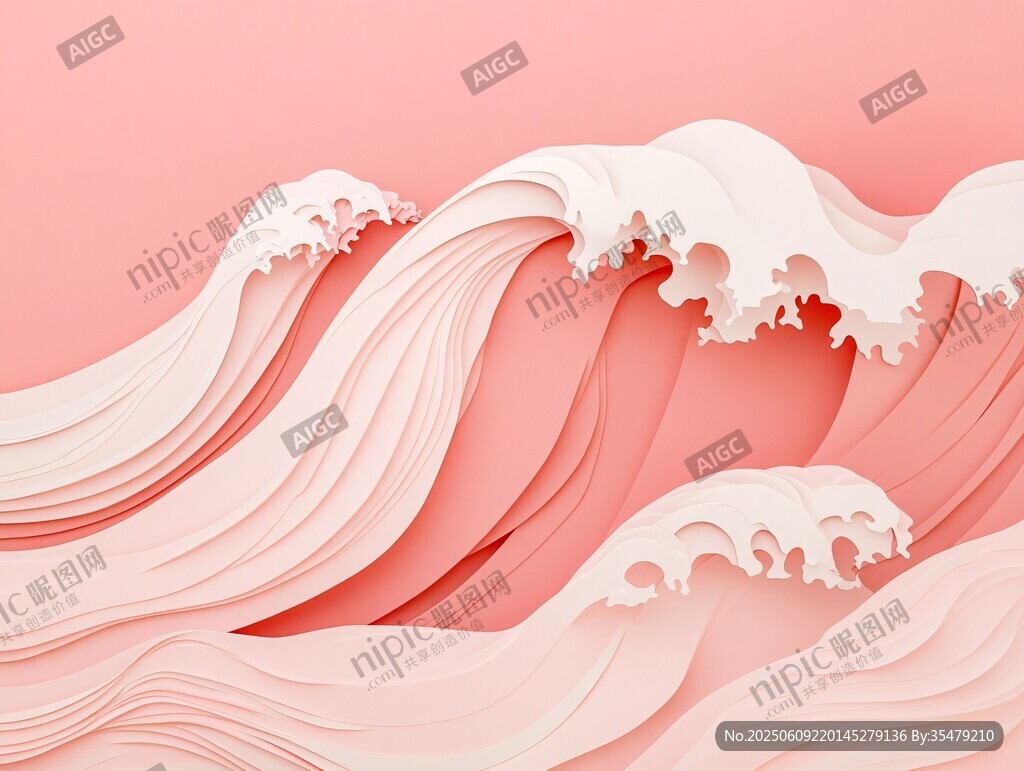 粉色立體波浪藝術場景