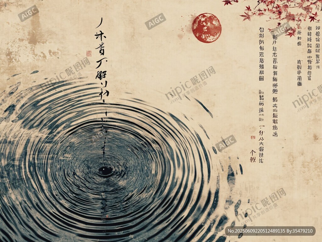 水墨漣漪古風意境畫面