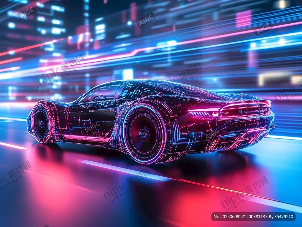 賽博朋克風(fēng)炫酷跑車飛馳