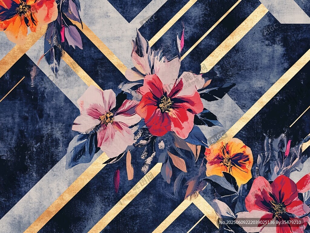 幾何花卉圖案的時尚背景