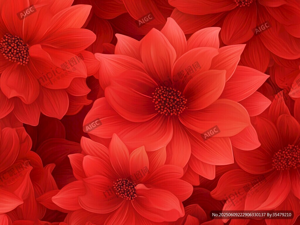 艷麗紅花朵朵綻放